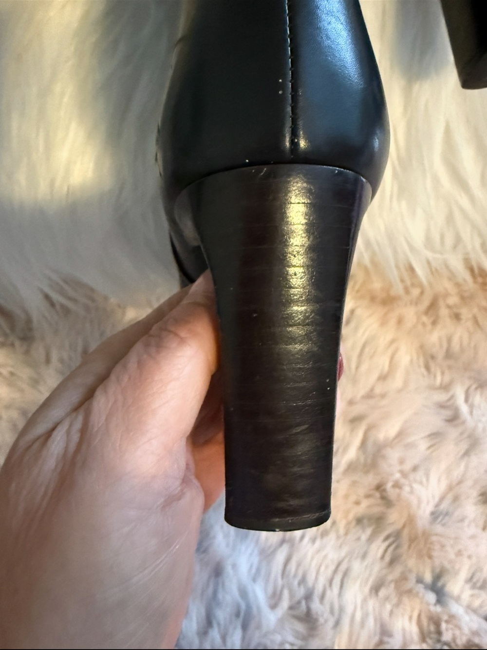 PRADA Women's Black Leather Knee High Zip Boots Square Toe Block Heel Sz 37.5 - Picture 8 of 15